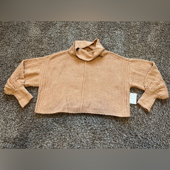 Free People Be Yours Camel Cowl Neck Pullover Sweater Slouchy Chenille Knit - Picture 5 of 11